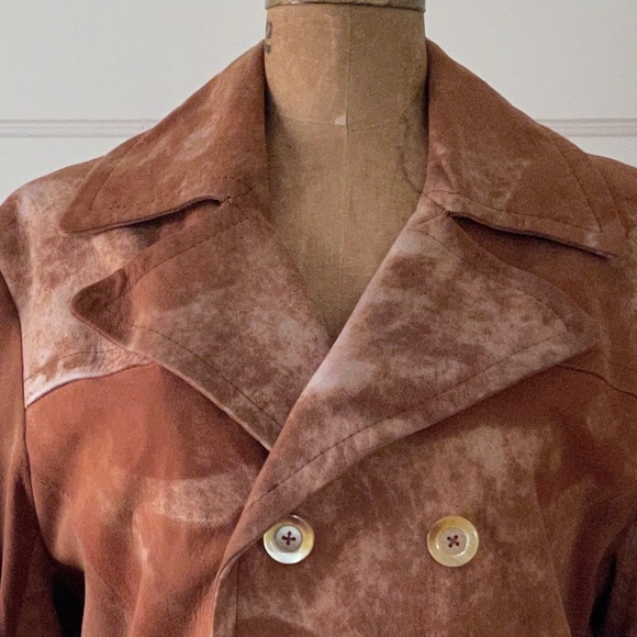 Vintage 70s Men Deerskin Jacket/ Made in Spain/Unisex Suede Jacket/Double Breast